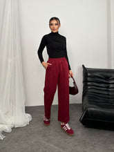 Beli Lastikli Scuba Kumaş Pantolon 8935 - Kırmızı